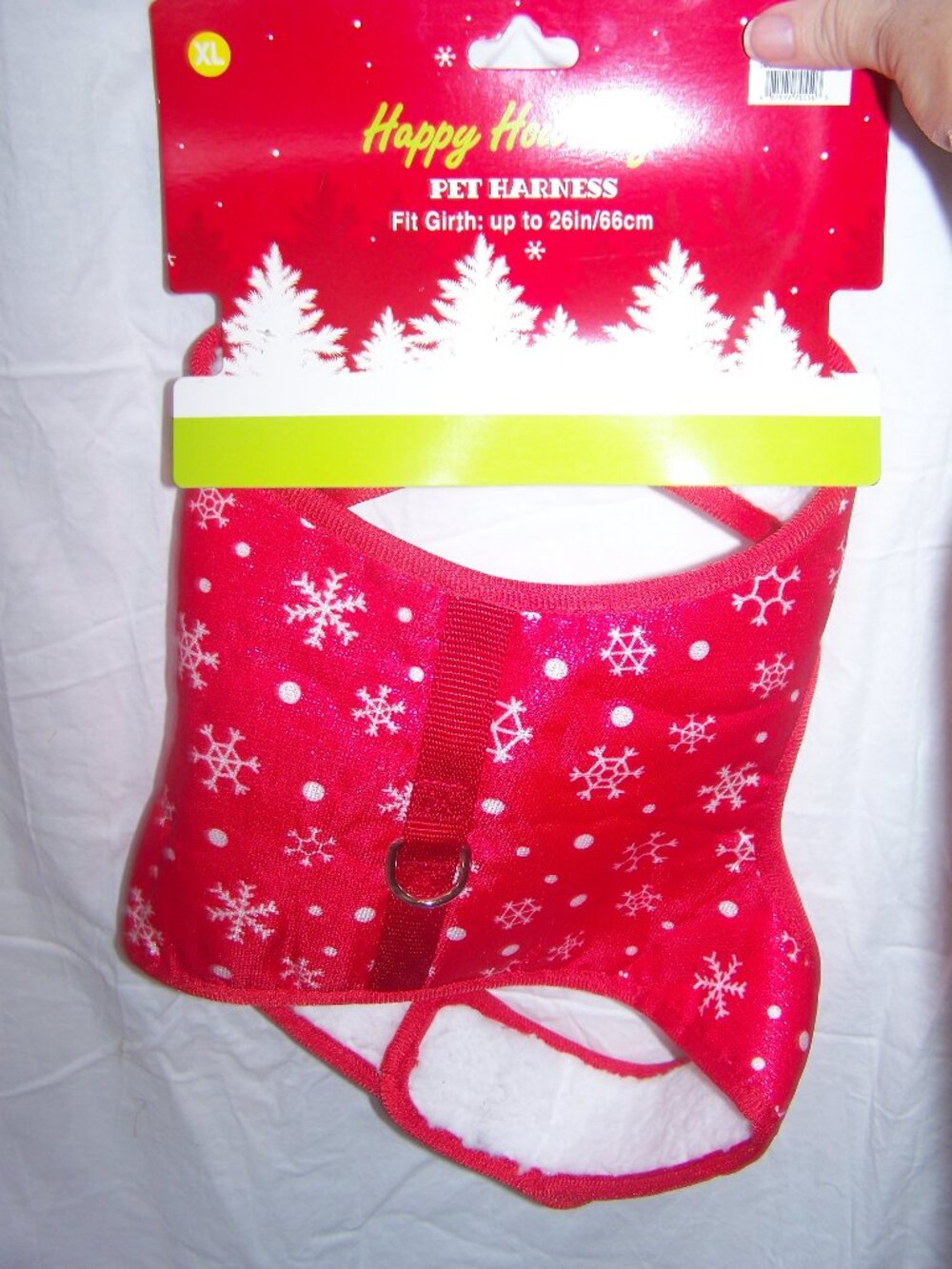 Happy Howlidays NWT Red Sparkly Fleece Harness with Snowflakes Sz XL